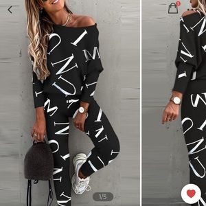bestey edlth black and letter print set